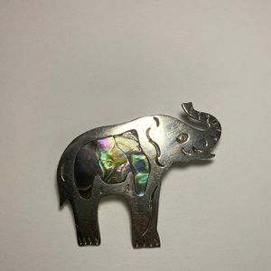 Vintage Alpaca Mexico Taxco Silver Abalone Pin Brooch